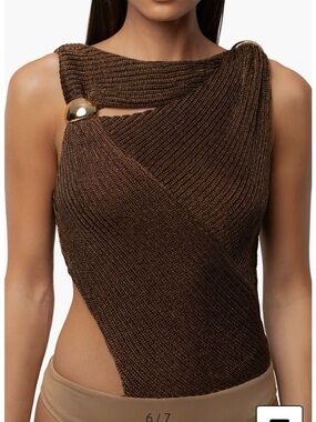 JLUXLABEL Bronze Luminous Metallic Bodysuit (One Shoulder) NWOT